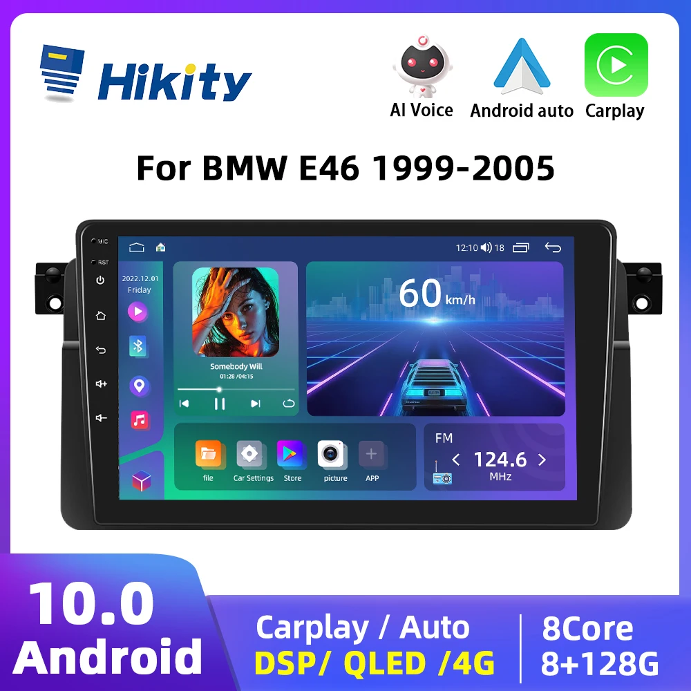 Hikity Autoradio Android Per Bmw E46 1999-2005 Carplay Lettore Video Multimediale Autoradio Navigazione Gps 2Din Autoradio