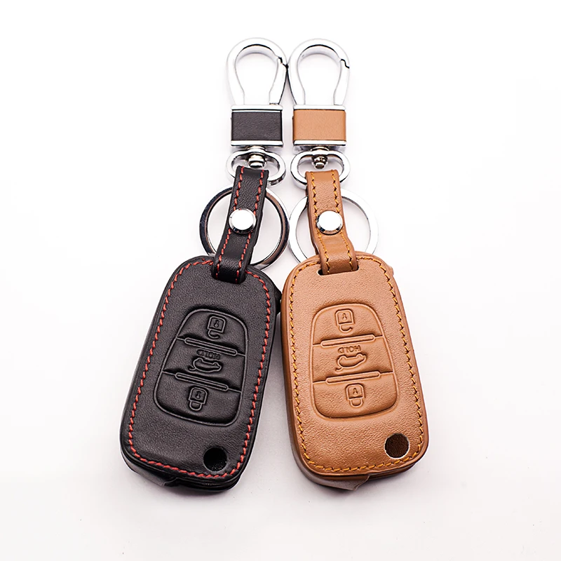 Nuovo Design Hot Classic Leather Car Key Keyboard Cover Per Kia Rio K2 K5 Per Hyundai I20 I30 I35 Ix20 Ix35 3 Pulsanti Fold Remote