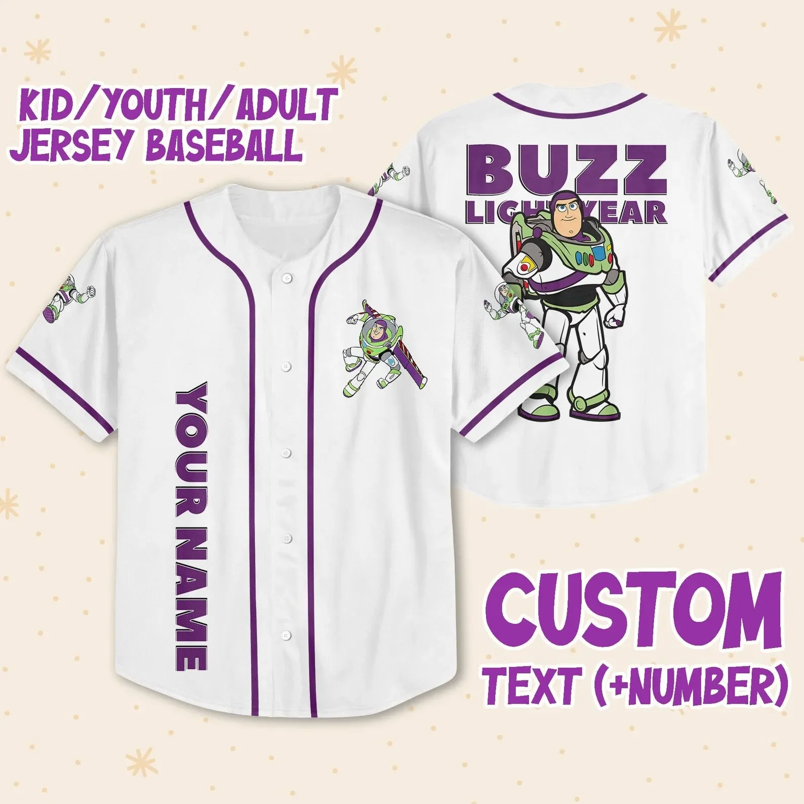 Disney Toy Story Buzz Lightyear Baseball Jersey Uomo Donna Bambini Sport Jersey Disney Baseball Jersey Casual Sports Jersey