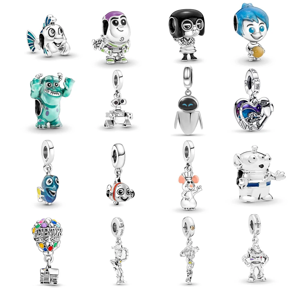 Fit Original Pandora Bracciali Charms Disney Pixar Collection Toy Story Buzz Lightyear Wall-E Charm Beads Jewelry Berloque