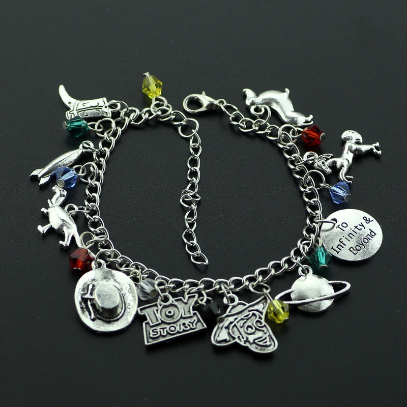 Disnes Anime Movie Toy Story Bracciale Legnoso Cowboy Sheriff Buzz Lightyear Bracciale Con Ciondolo Designer Charm Bracciale Jewelry