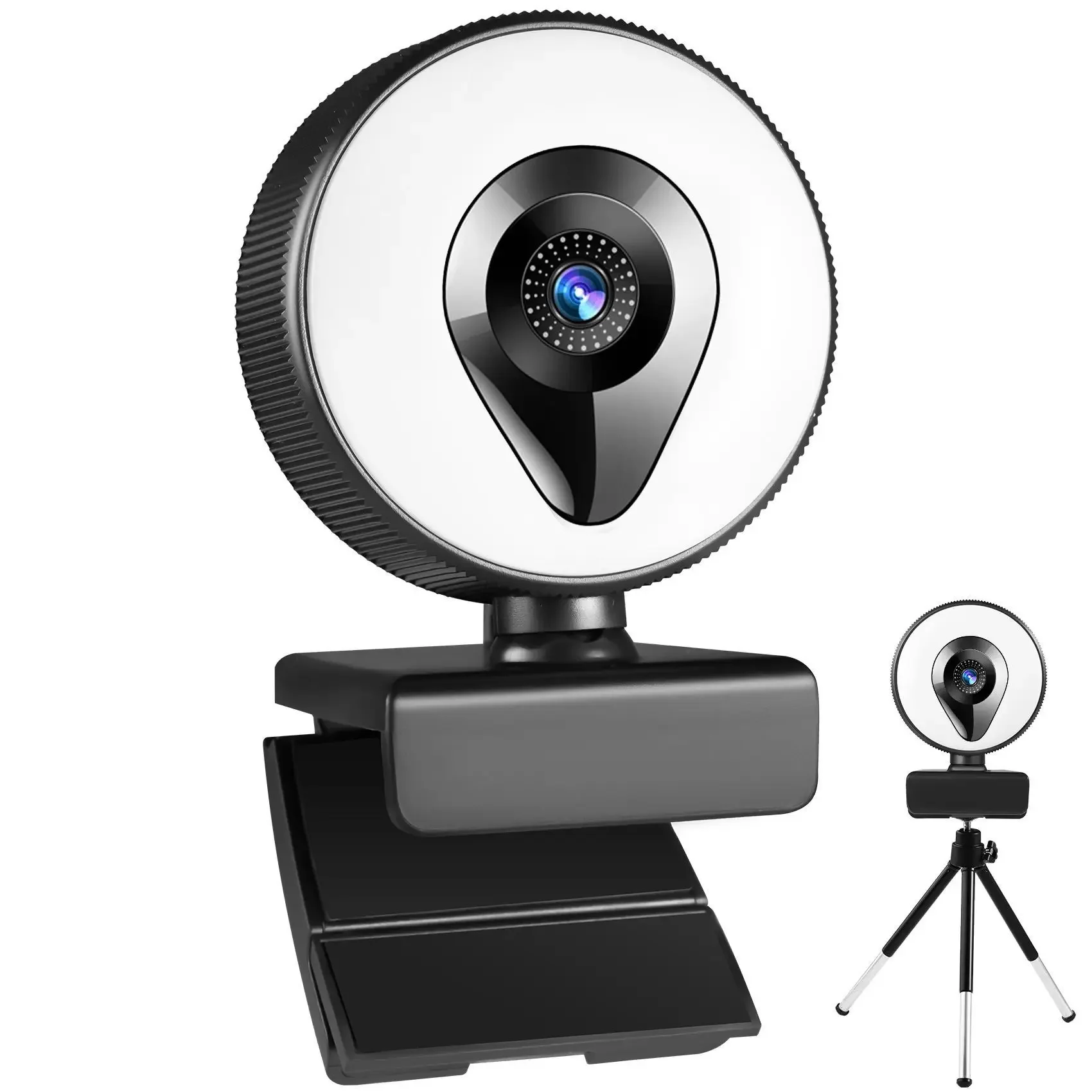 4K Beauty Auto Focus Camera Con Mic 2K Hd Touch Usb Live 1080P Webcam Fill Light Per Pc Computer Mac Desktop Youtube Skype Mini