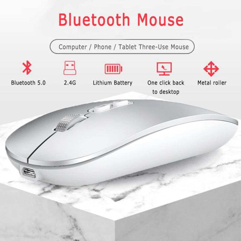 Mouse Wireless Mouse Bluetooth Gamer Mouse Ricaricabile Per Computer Mouse Wireless Usb Ergonomico Mause Mouse Silenzioso Per Ipad/Mac/Laptop
