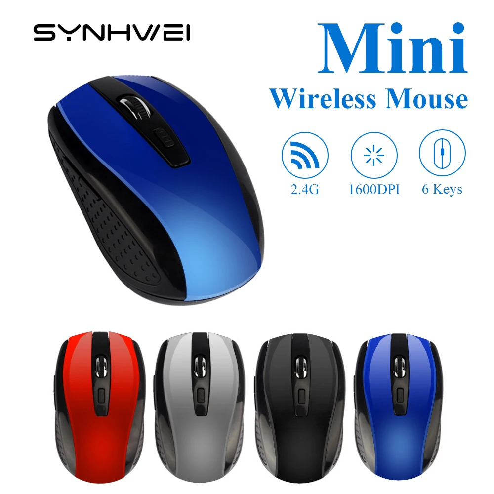 Mouse Wireless 2.4G Usb Mouse Per Computer Mouse Ottico Compatto Cordless 6 Pulsanti Mini Mouse Per Pc Laptop Windows Mac Linux