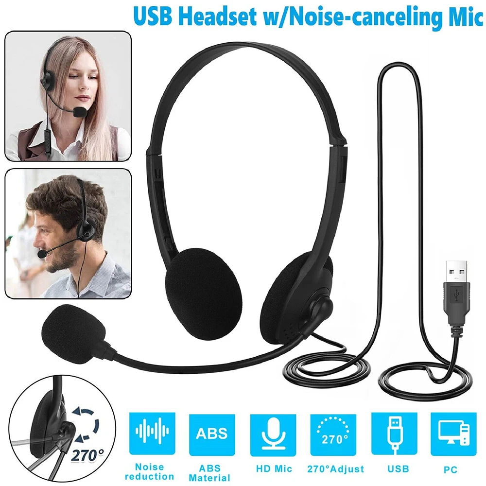 Cuffie Per Cancellare Il Rumore Per Pc Gaming Con Microfono Usb Cuffie Per Computer Cablate Cablate Per Computer/Mac/Computer Da Ufficio