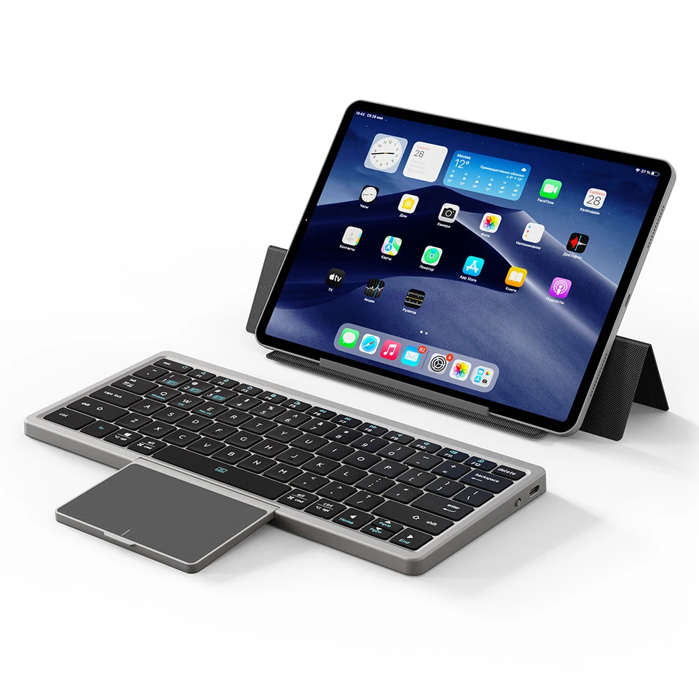 Tastiera Wireless Pieghevole Bluetooth Con Touchpad Ricaricabile Muti-Device Tastiera Ipad Compatibile Iphone Windows Mac Computer