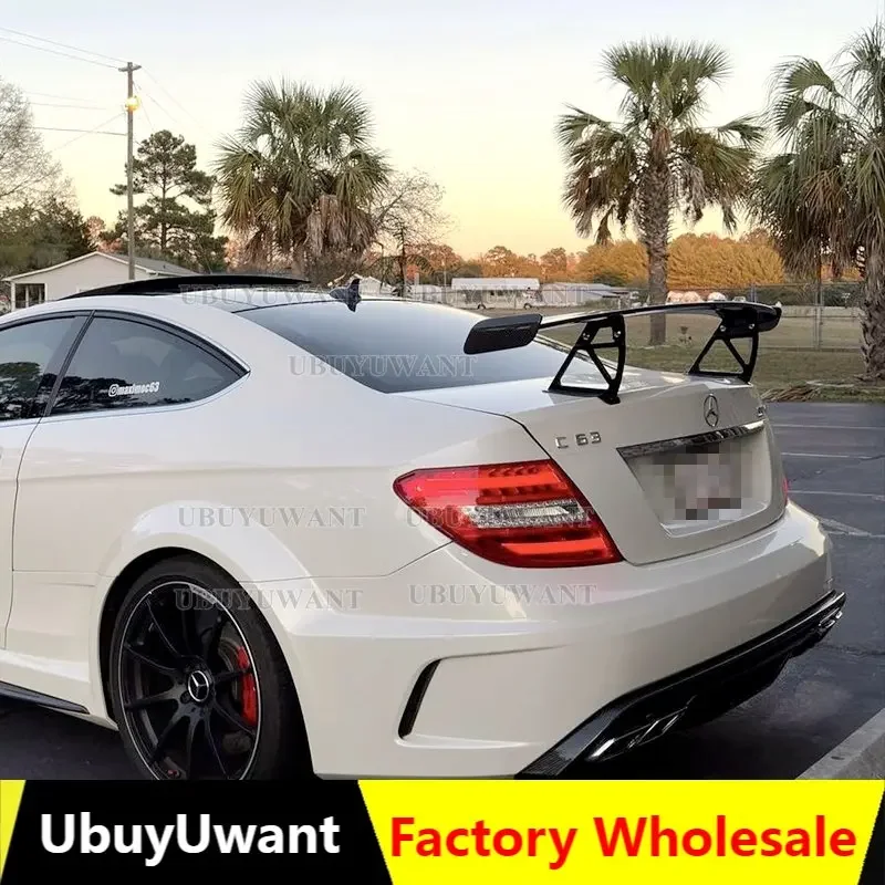 Per Spoiler C63 C63 2/4 Porta 2007-2014 Classe C W204 C63 Coupe In Fibra Di Carbonio Nero Serie Tronco Spoiler Ala Posteriore Fit