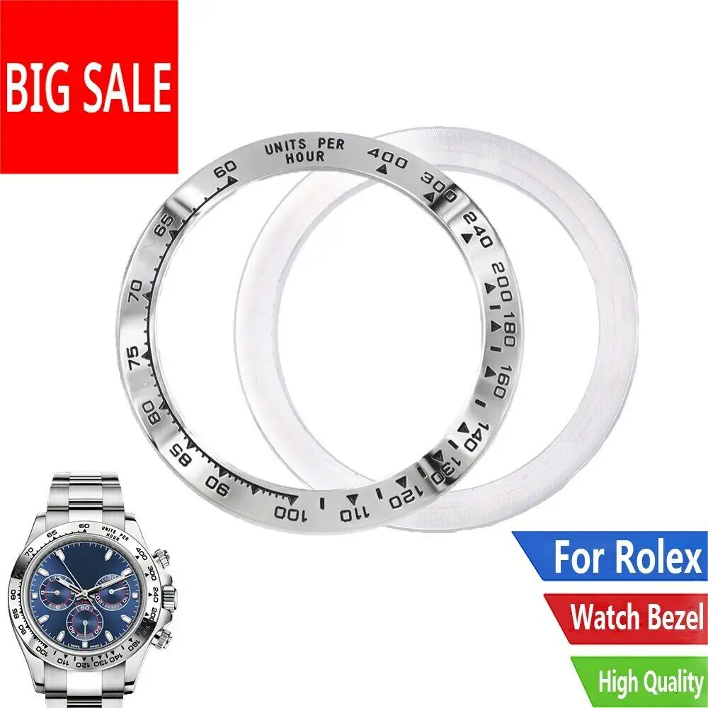 Acciaio 316L Argento/Nero Scrittura 38.6Mm Lunetta Dell'Orologio Per Daytona 116500 - 116520