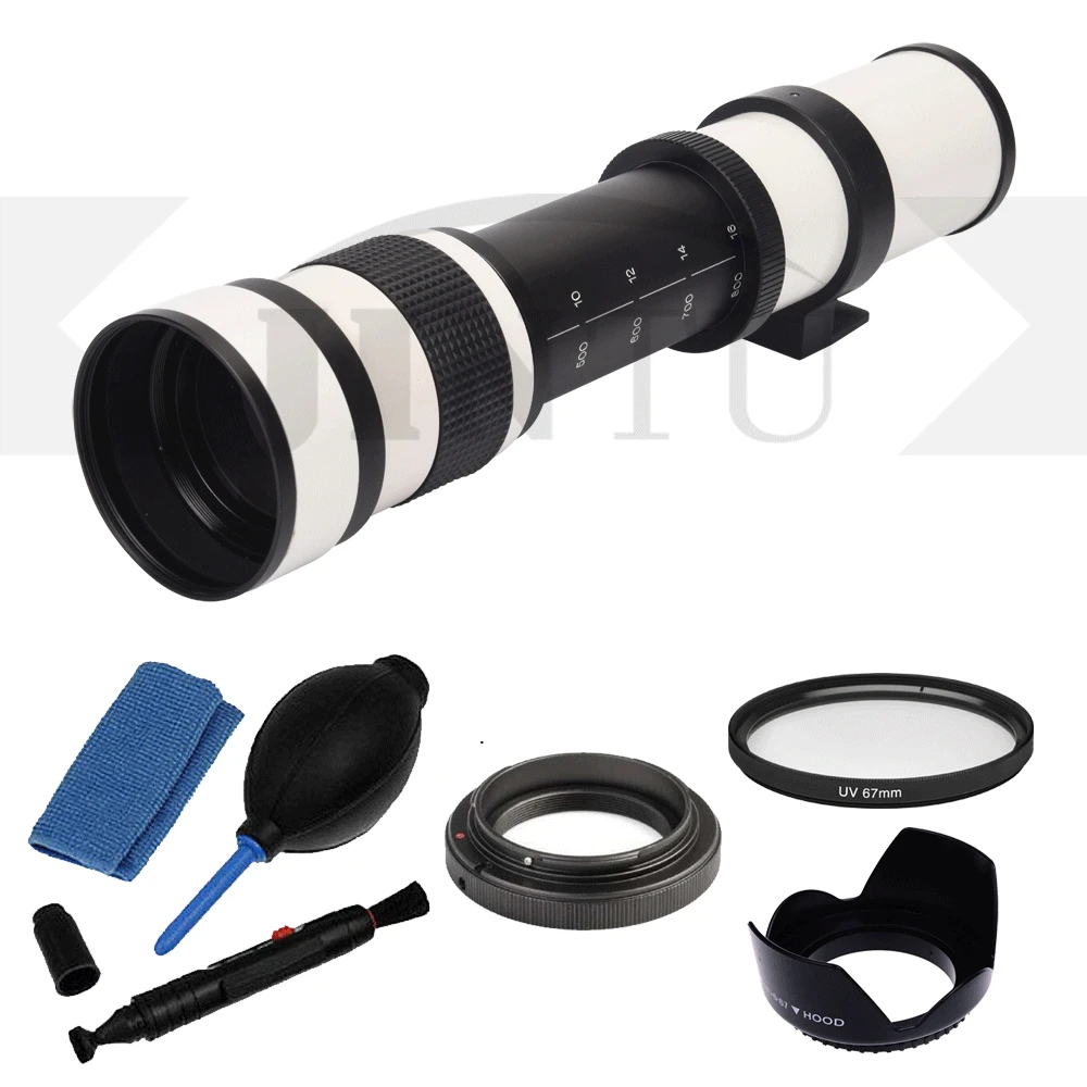 Jintu Bianco 420-800Mm F/8 Mf Teleobiettivo Zoom Kit Di Pulizia Per Canon 650D 800D 77D 450D 550D 750D 90D 80D 550D 1300D 5Carini 7D