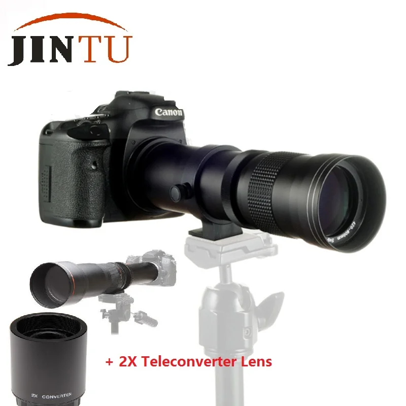 Jintu 420-1600Mm F/8.3 Hd Teleobiettivo Zoom Lens + 2X Teleconverter Lens Per Per Canon 750D 650D 550D 800D 60D 80D 90D 450D 1300D