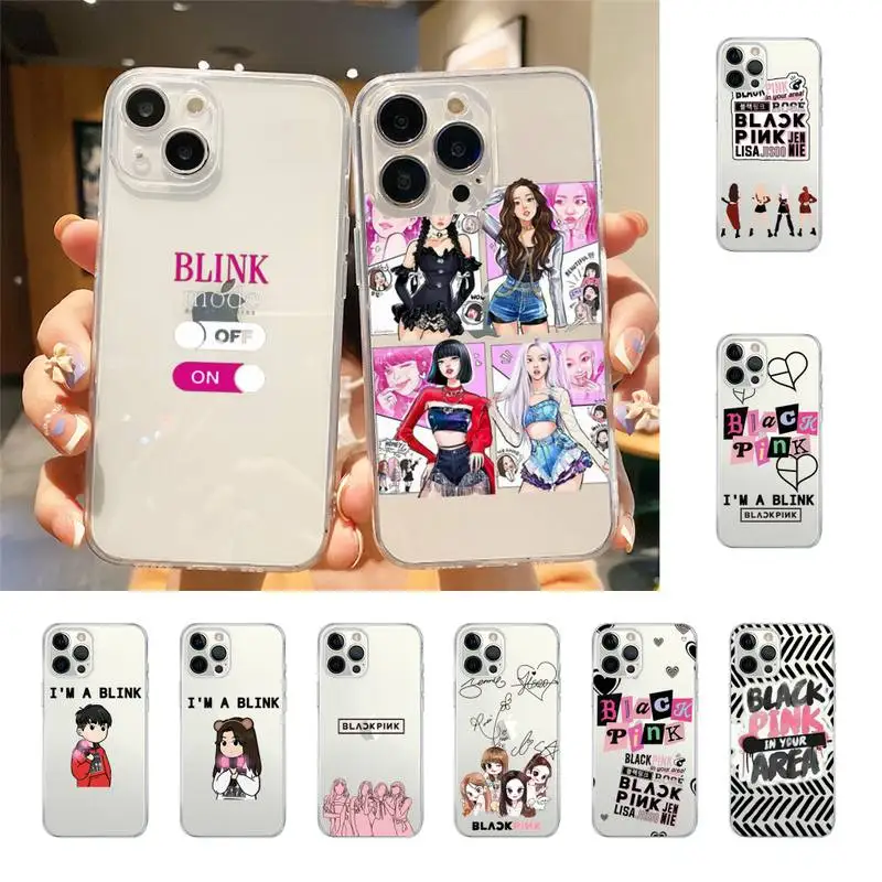 B-Black-Pinks Kpop Custodia Per Telefono Per Iphone 7 8 Plus X Xr Xs 11 12 13 Se2020 Mini Iphone Per Cellulari Custodia 14 Promax