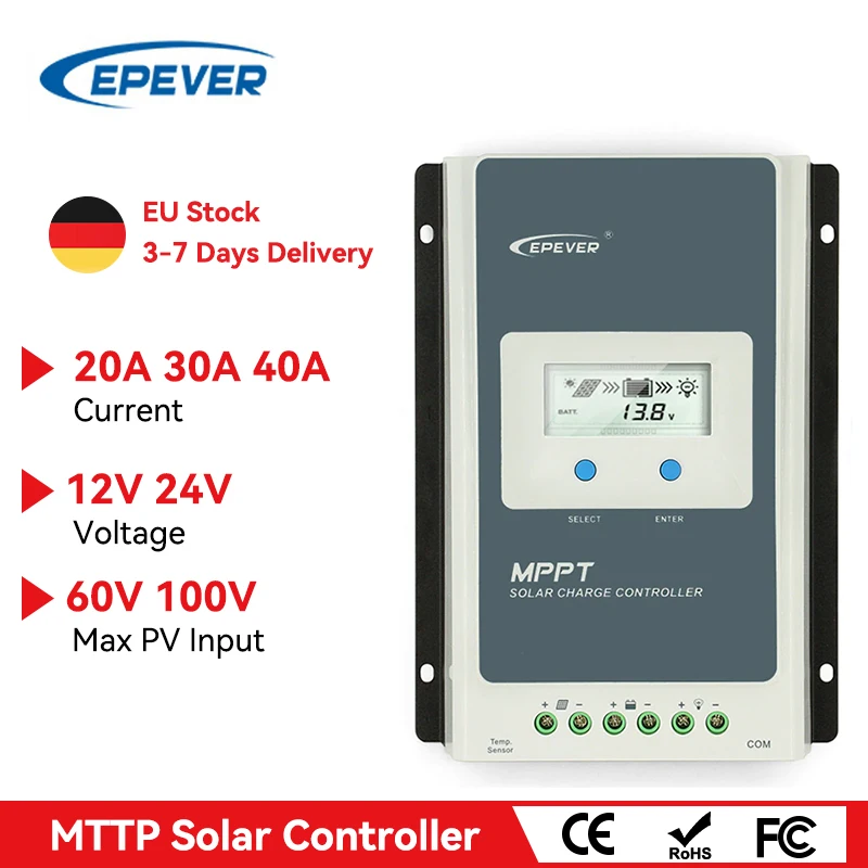 Regolatore Di Carica Mppt Epever Tracer Mppt Regolatore Di Carica Solare 40A 30A 20A Con Display Lcd Regolatore Solare 12V 24V Auto Tracer 2206An 3210