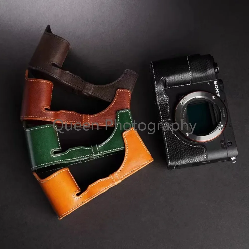 Custodia Per Fotocamera In Vera Pelle Half Body Per Base Sony A7C Handmade Muslimays