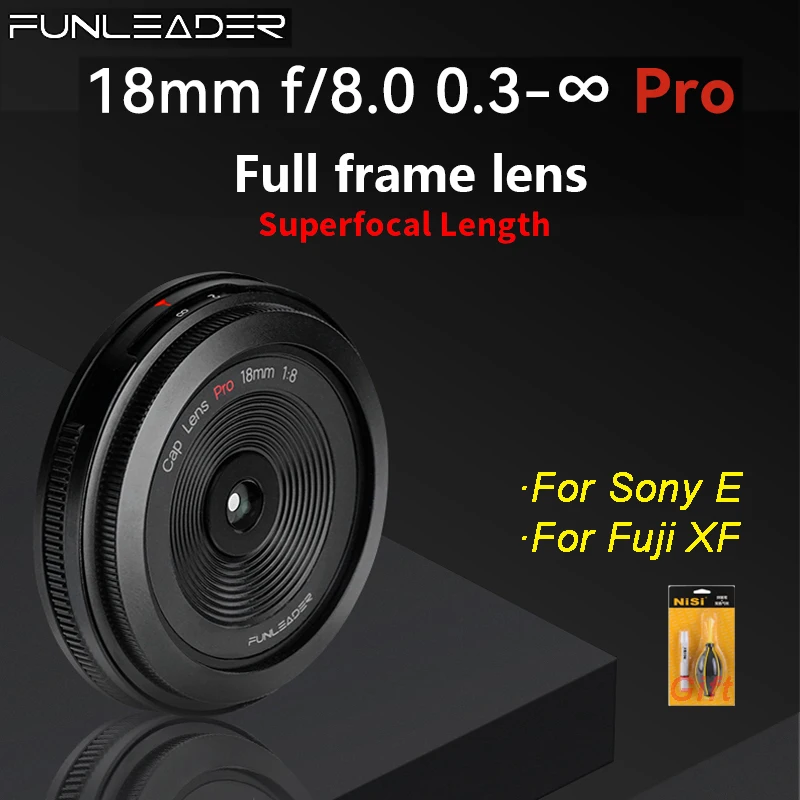 Funleader 18Mm F8.0 Pro Obiettivo Per Fotocamera Mf Full Frame Per Fotocamera Sony E Fuji Xf Mount Come Sony A73 A7C Fuji X-E4 X-T30