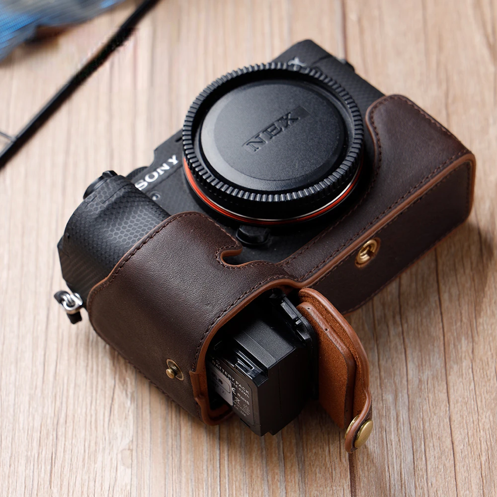 Per Sony A7C Fotocamera Body In Vera Pelle Custodia Per Fotocamera Maniglia Mezza Borsa