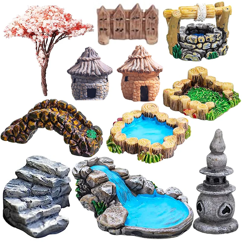 Miniature Landscape Fairy Garden Accessori Mini Faro Water Well Bridge Cottage Ornamento Diy Miniature Garden Decorarion