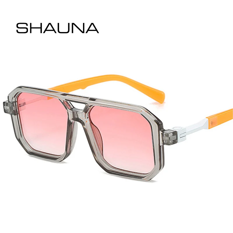 Shauna New Double Bridges Square Occhiali Da Sole Donna Fashion Gradient Shades Uv400 Retro Polygon Men Occhiali Da Sole