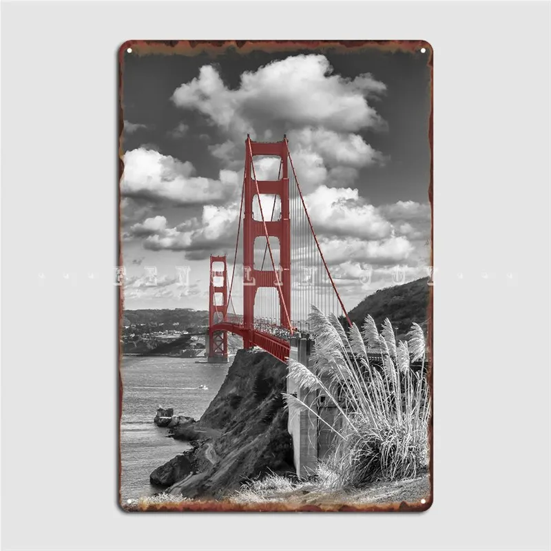 Golden Gate Bridge Metal Sign Wall Decor Stampa Cinema Soggiorno Club Bar Tin Sign Poster