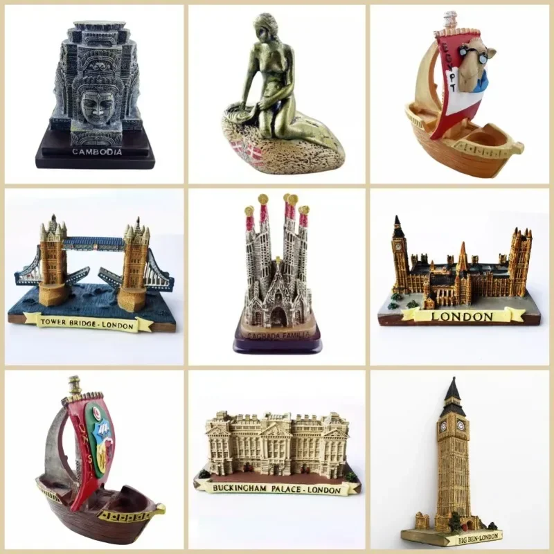 Figurine Di Angkor Wat Sagrada Familia Miniature Casa Del Palazzo Del Palazzo Palazzo Torre Ponte Modelli Big Ben Souvenir
