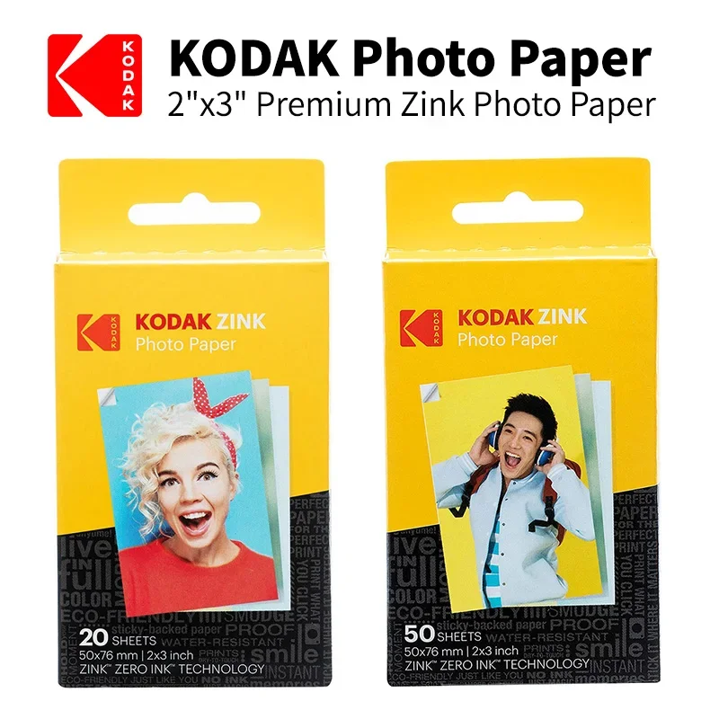 Kodak 2 "X 3" Premium Zink Photo Paper (20/50 Lenzuola) Compatibile Con Kodak Sorriso, Kodak Passo, Printomatic