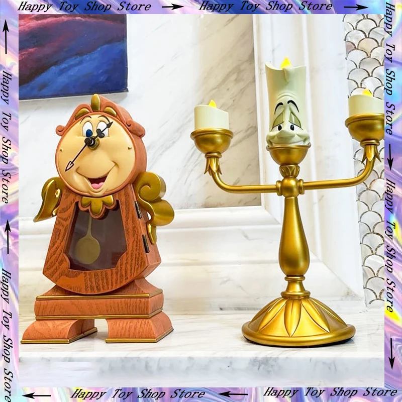 Beauty And The Beast Action Figures Cogsworth Mr Clock Lumiere Candle Lamp Statue Figurine Home Decoration Model Toy Gift