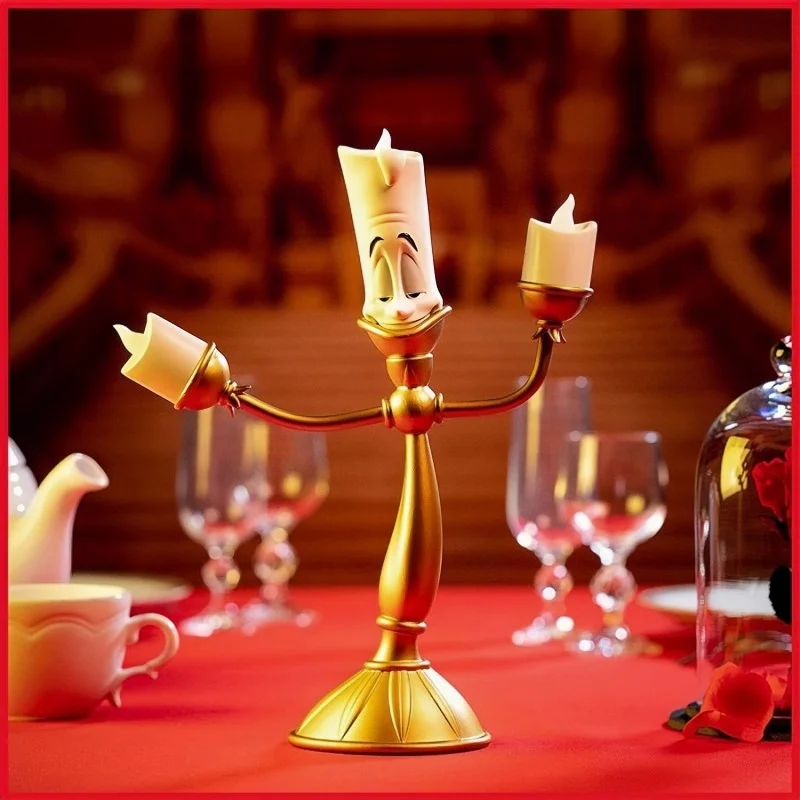 Disney Beauty And The Beast Anime Figure Lumiere Night Lights Candelieri Cogsworth Clock Ornaments Da Collezione Per Ornamenti
