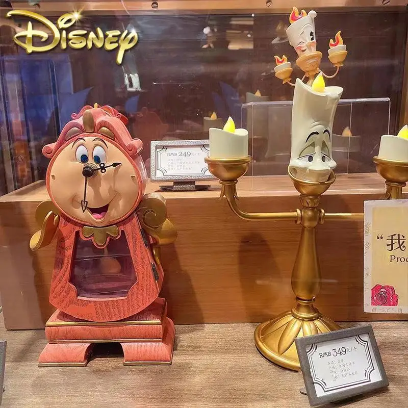 New Disney Beauty And The Beast Action Figures Cogsworth Mr Clock Lumiere Candle Lamp Statue Figure Home Decoration Model Gift