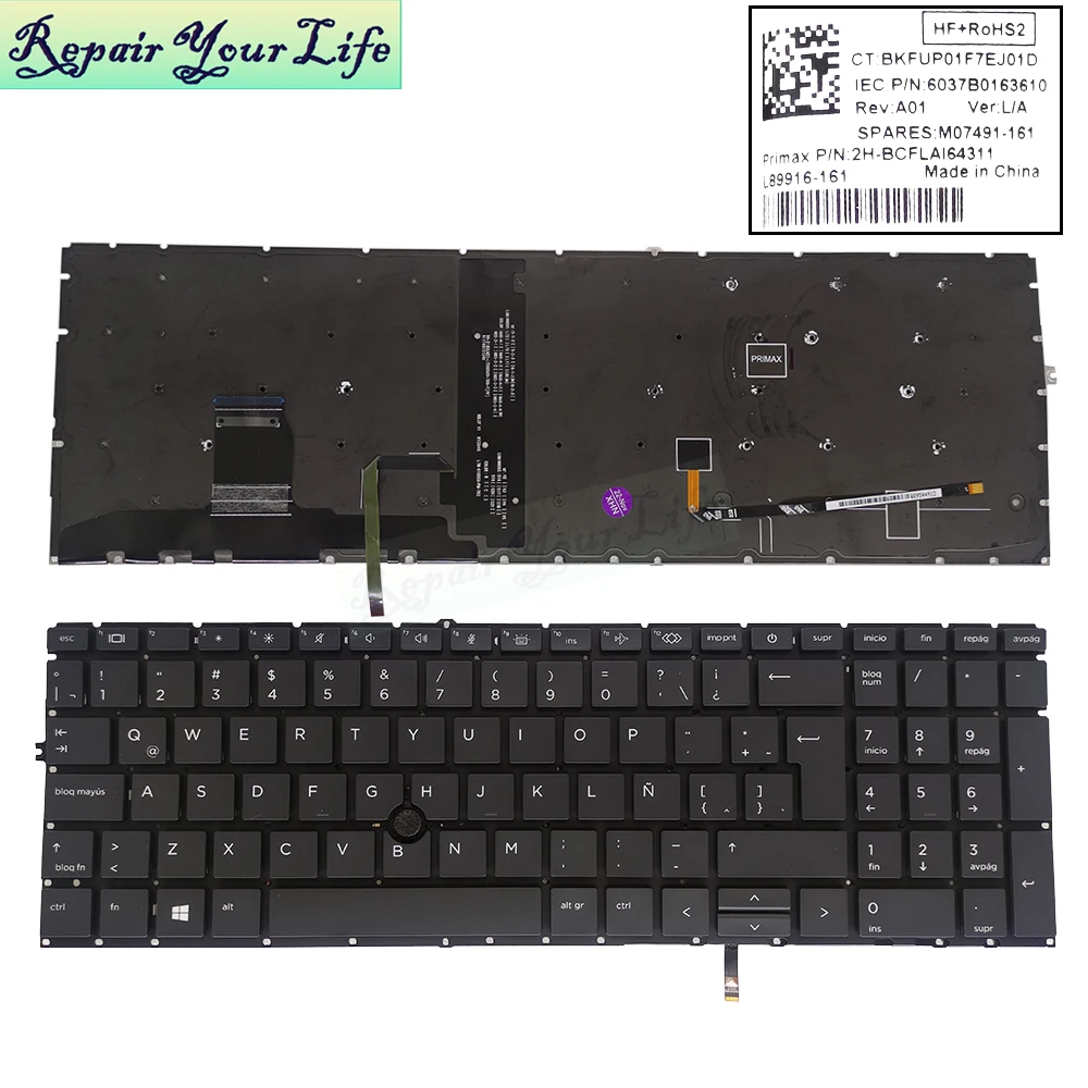 Tastiera Retroilluminata Uk La/Latin Per Hp Elitebook 850 G7 855 G7 850G8 855 G8 Tastiere Spagnole L89916-161 M07491 M07493