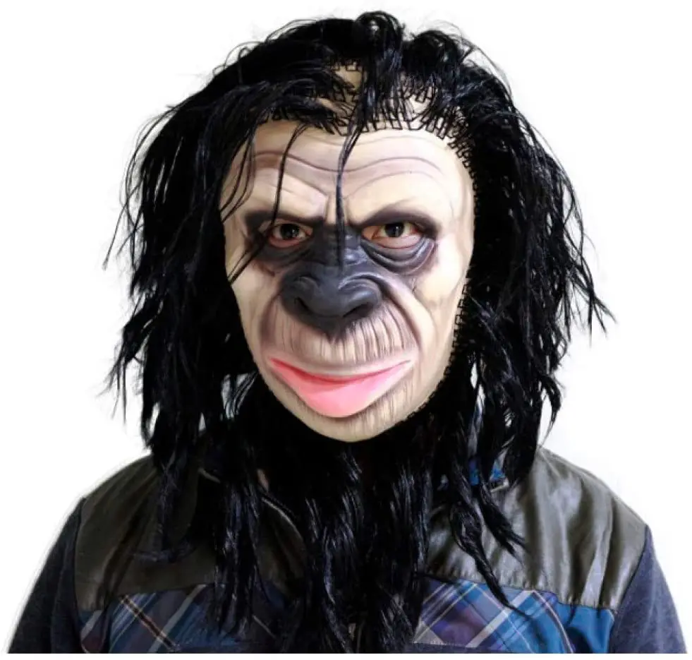 Animal Chimp Head Latex Mask Full Head Gorilla Monkey Ape Rubber Mask Halloween Costume Cosplay Party Per Adulti
