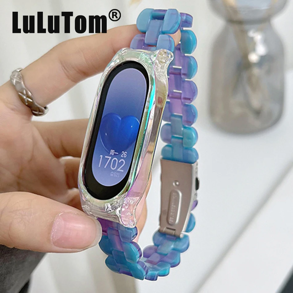 Cinturino Per Xiaomi Mi Band 8 7 Bracciale Per Mi Band 5/6/4/3 Cinturino Moda Laser Resina Acrilico Trasparente Accessori Smartwatch