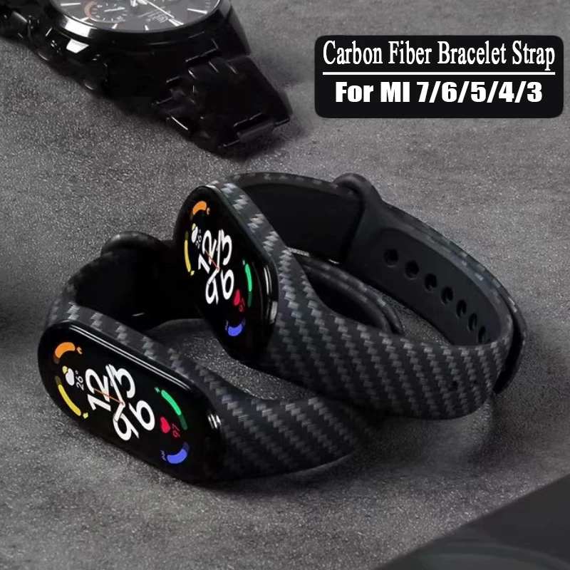 Anello Modello In Fibra Di Carbonio Per Xiaomi Mi Band 6/5/4/3 Cintura Sport Smart Wristband Ring Raplacement Cinturino Da Polso Per Xiaomi Mi Band