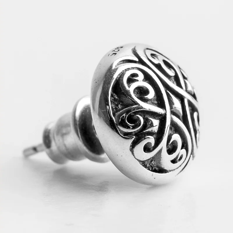 Véritable 925 Argent Rétro Fleur Vigne Mâle Et Femelle Oreille Goujons Personnalité Punk Boucles D' Oreilles Cadeau Unico