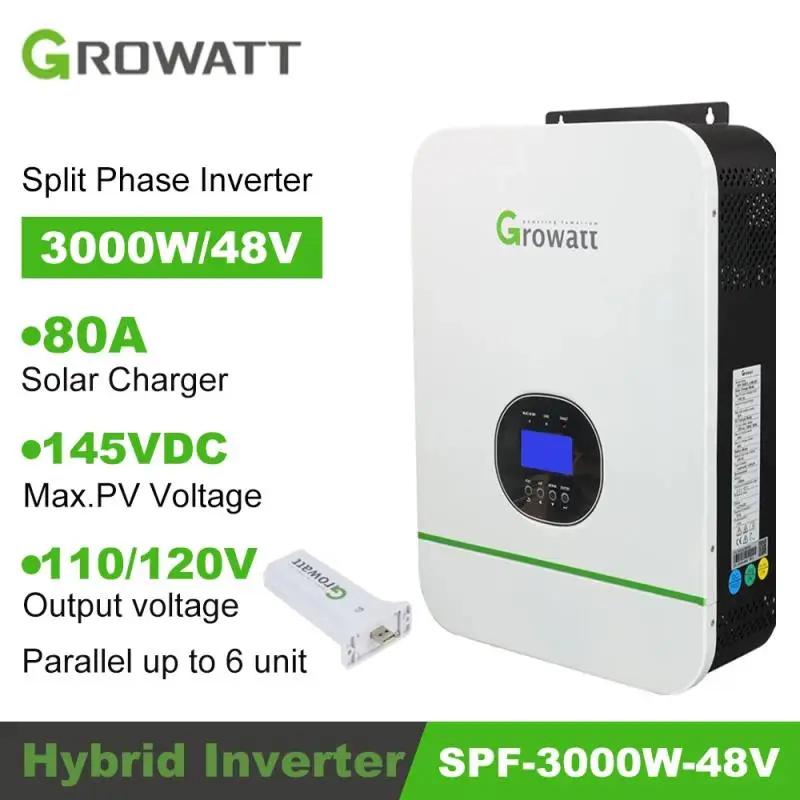 Growatt Inverter A Onda Sinusoidale Pura Off Grid Spf 3000Tl Lvm-24P/48P 3Kw 48V Inverter Solare Off Grid Inverter Monofase