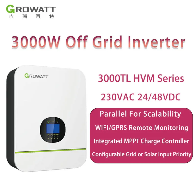 Growatt 3Kw Spf 3000Tl Hvm Regalatore Di Carica Monofase Mppt Sistema Off Grid Inverter Solari