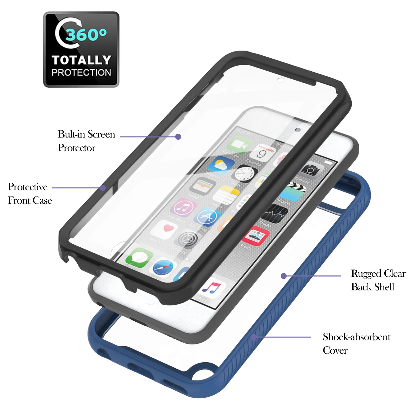 Custodie Cover Per Telefono Per Apple Ipod Touch 7 Vendita Calda Shell Anteriore E Posteriore Sper Apple Phone Touch 6 5 Strass Positivo