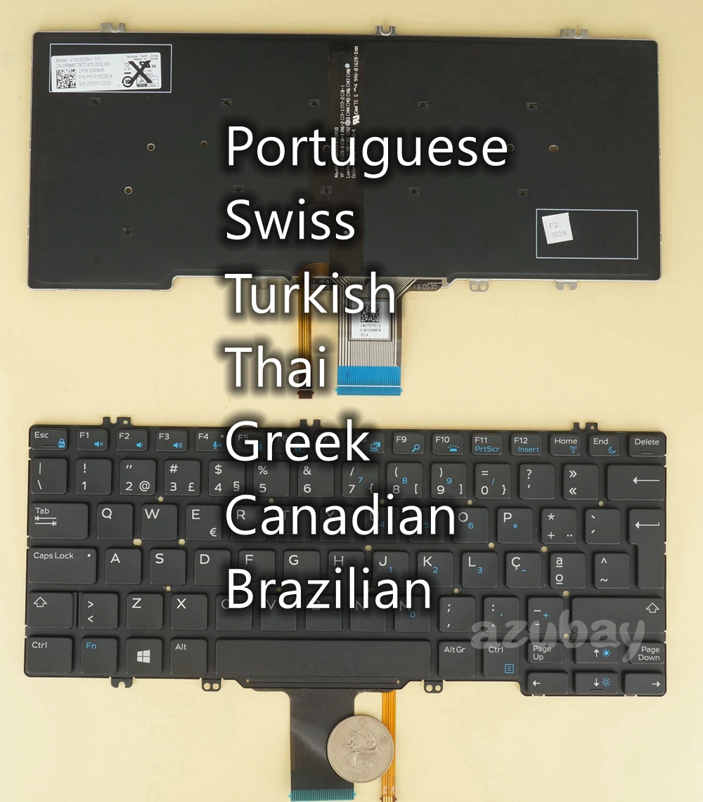 Tastiera Brasiliana Canadese Svizzera Turca Tailandese Canadese Per Dell Latitude 5285 2 In 1, 7389 2 In 1, 7390 2 In 1, Retroilluminato