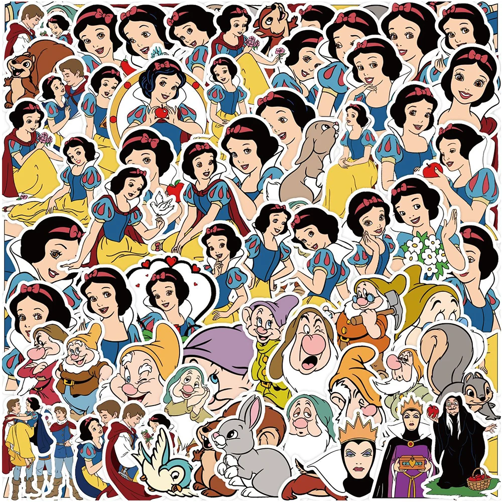 10/30/50Pcs Kawaii Snow White Cartoon Stickers Disney Princess Decal Scrapbooking Bagagli Telefono Laptop Sticker Per Bambini Ragazze