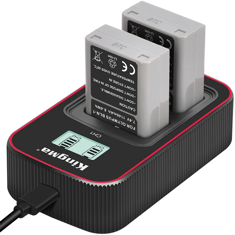 Kingma Ricaricabile Bln-1 Bln1 Batteria Smart Display Usb Doppio Caricatore Per Fotocamere Olympus Em1 Em5 Ep5 Pen-F Em5 Mark Ii