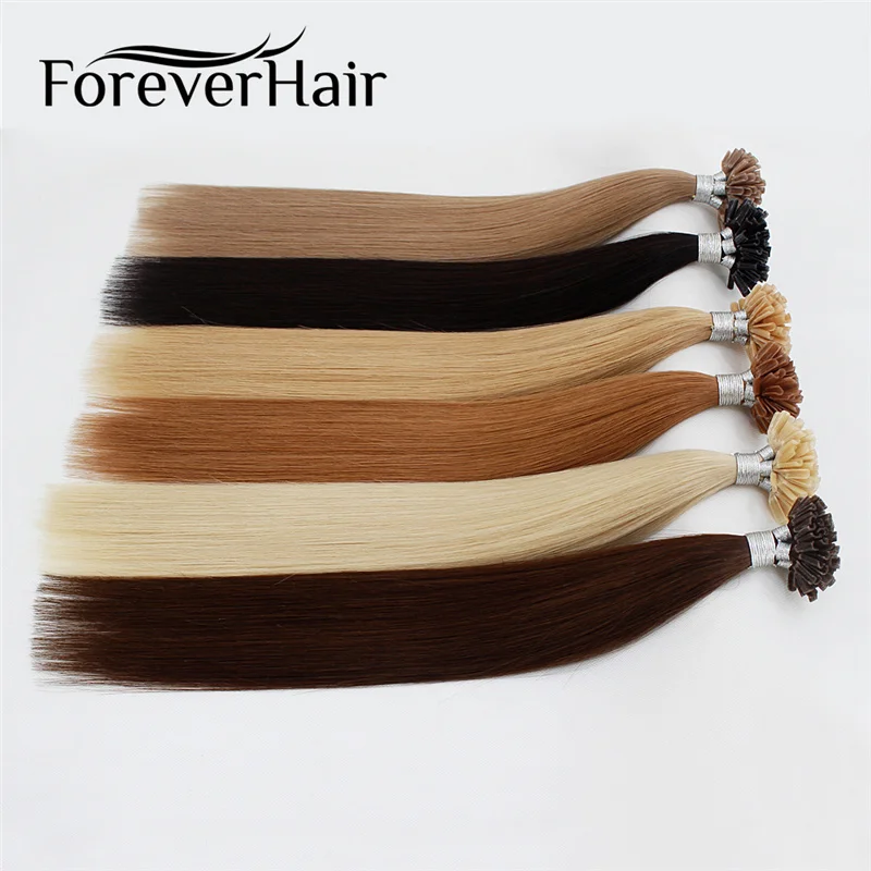 Forever Hair U-Nail-Tip Real Remy Pre Bonded Keratin Hair Extensions Capelli Naturali Su Capsule Fusion Hair 0.8 G/S 16 "18" 20 "22"
