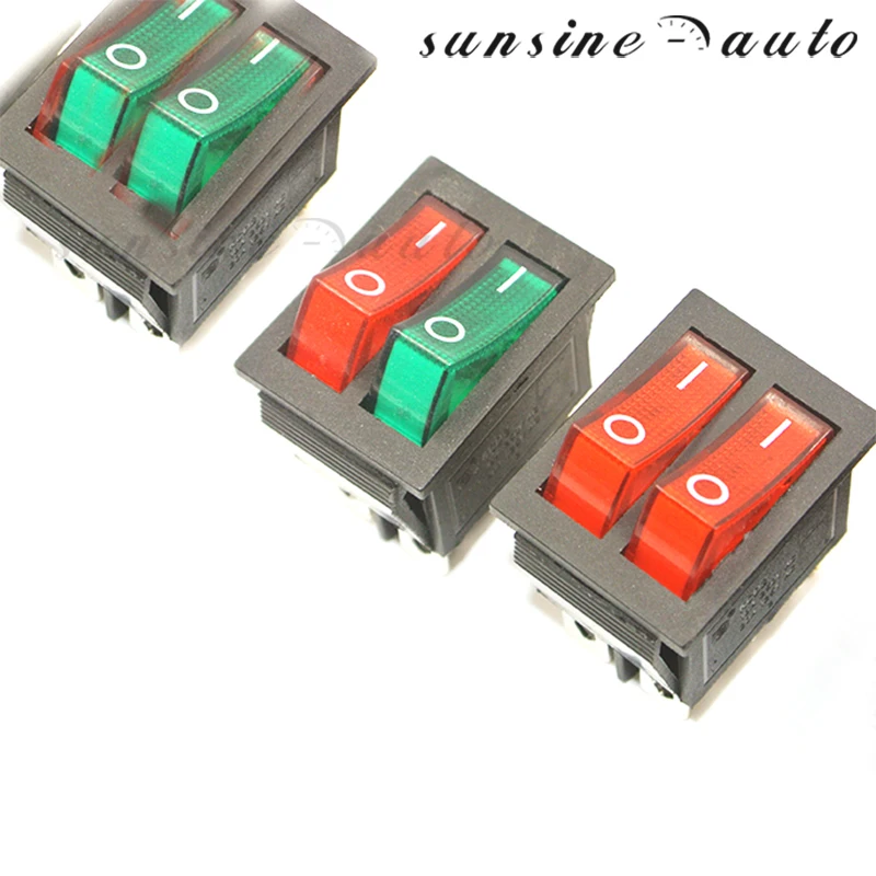 Kcd2 Doppio Barca Rocker Switch 6 Spille On-Off Con Luce Rossa Verde 20A 125Vac Barca Rocker Switch