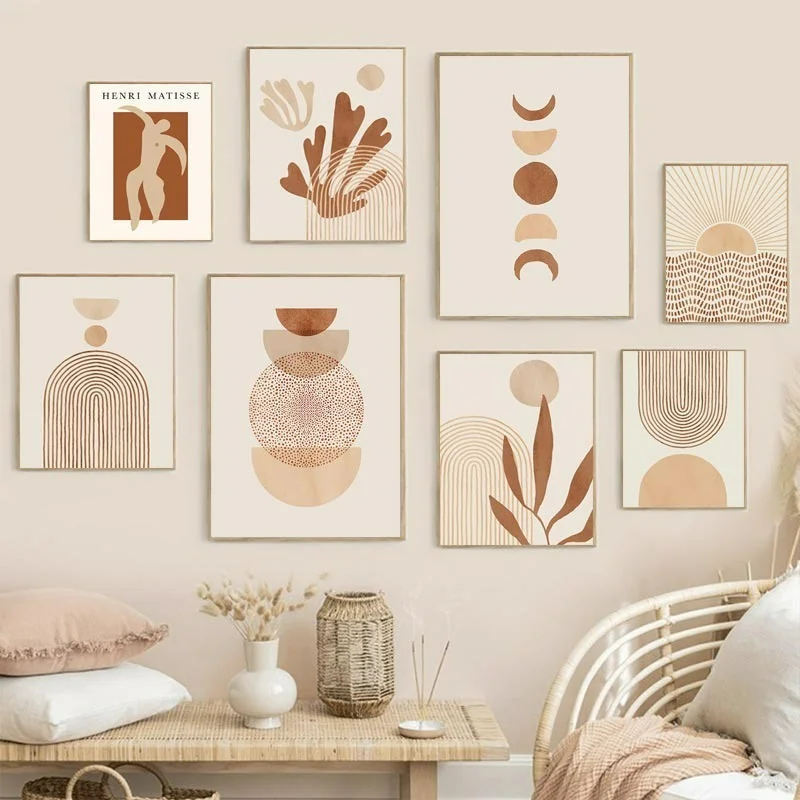 Pittura Astratta Su Tela Boho Matisse Poster Linee Di Corallo Beige Matisse Wall Art Stampa Immagine Camera Da Letto Soggiorno Decorazioni Per La Casa