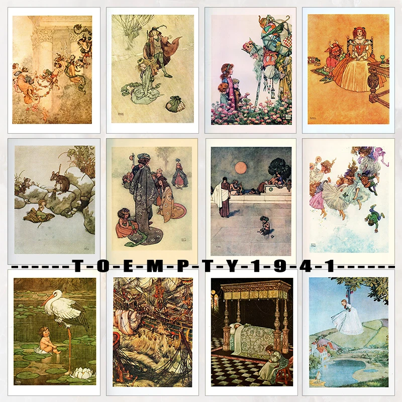 W Heath Robinson Fairy Tales 1975 Book Plate Poster Canvas Printing Original Vintage Print Vintage Art Wall Decoration Home Room