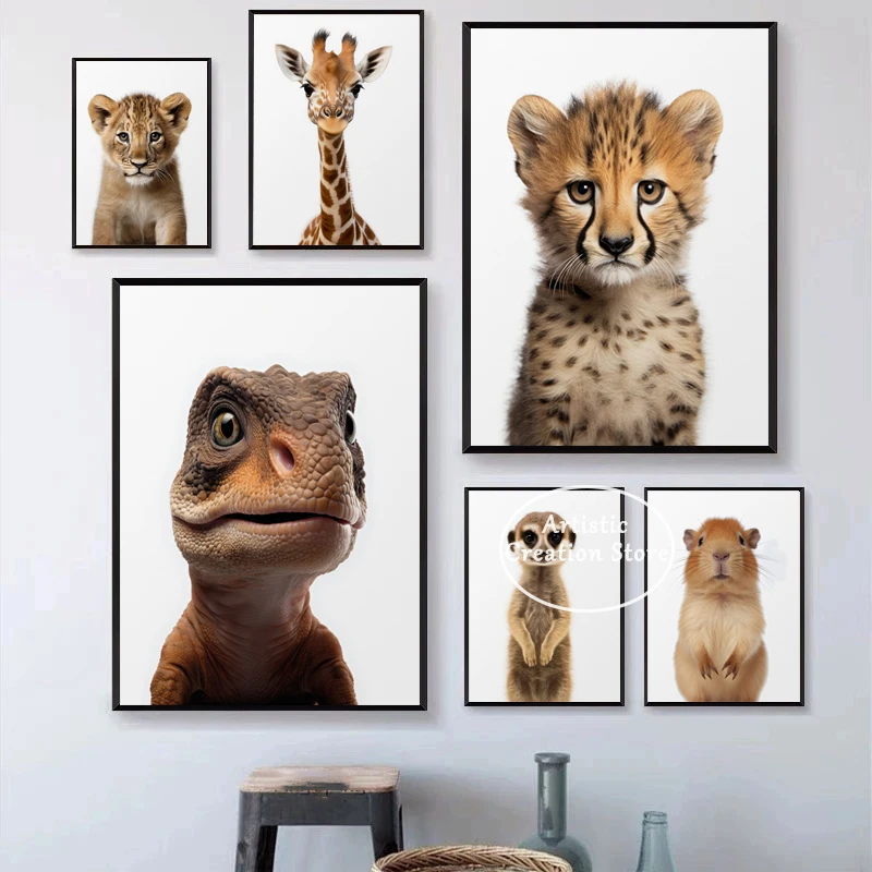 Cute Safari Animals Poster Canvas Painting Stampe Wall Art Immagini Di Animali Africani Per Nursery Baby Animals Room Home Decoration