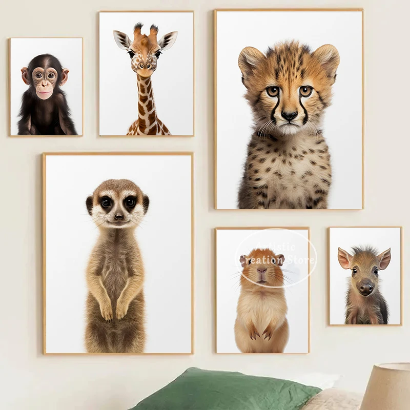 Scimmia Giraffa Raptor Dinosaur Poster Canvas Painting Wall Dinosaur Nursery Mammoth Baby Animal Baby Shower Decorazioni Regali