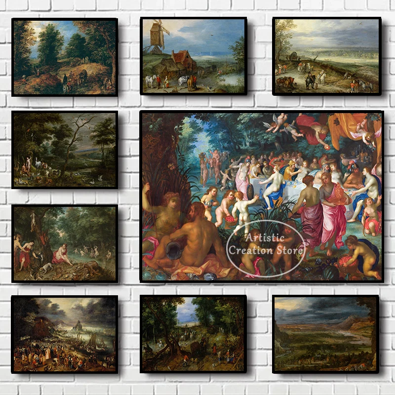 Jan Brueghal The Elder Famous Art Canvas Painting Prints Christ Predthing From The Boat Vintage Wall Picture Living Room Decor