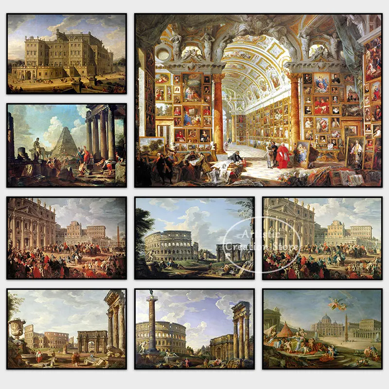 Galleria Di Viste Dell'Antica Roma Di San Patrizio Pannini Antica Roma Pantheon Stampa Su Tela Pittura Immagini A Parete Decorazioni Per La Casa