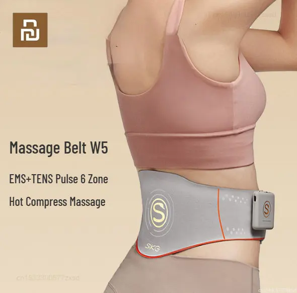 Youpin Massage Belt W5 Ems + Tens Pulse 6 Zone Hot Compress Massage Type-C Charging App Smart Control Massaggio Alla Vita Per La Casa