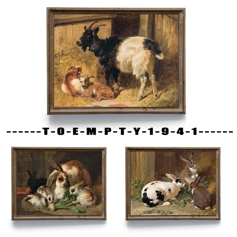 Vintage Animals Rabbit Pig And Sheep Pittura A Olio Di John Alexander Aringa Poster 19Th Century Animals Art Decor Retro Wall Art