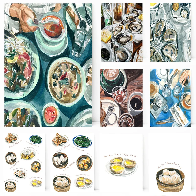 Hong Kong Food Dim Sum Bbq Maiale Char Siu Bao Poster Stampa Wall Art Pictures Canvas Painting Soggiorno Camera Da Letto Home Decor Gift