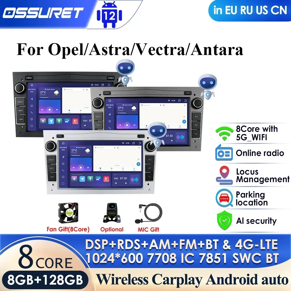 8Gb 128Gb 2 Din Android 12 Autoradio Gps Per Opel Astra H G J Antara Vectra C B Vivaro Astra H Corsa C D Zafira B Navi Carplay
